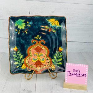 TALAVERA China Blue Color Hand Painted Mexican Art Pottery Square Dinner Plate